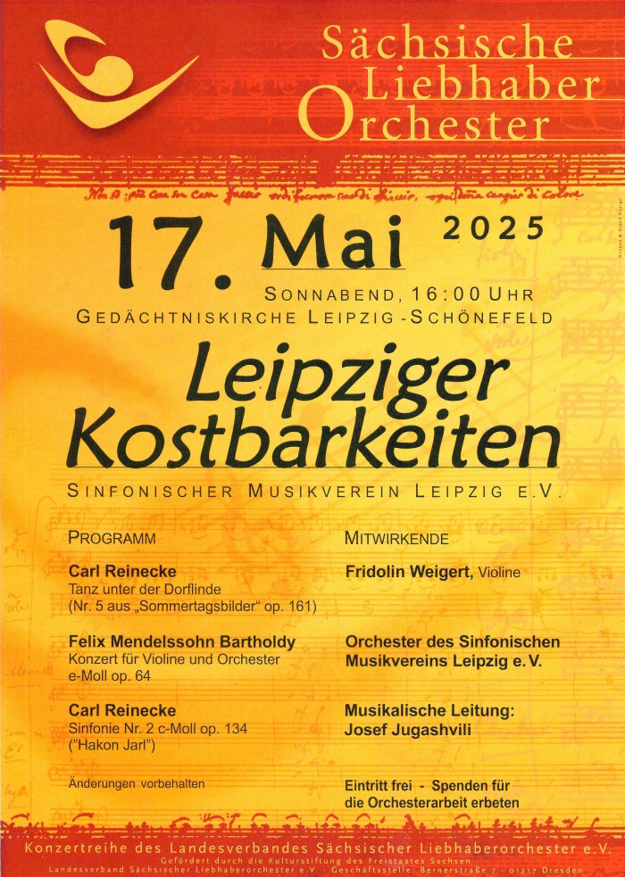 Plakat: Frühlingskonzert des Sinfonischen Musikverein Leipzig e.V., 17.05.2025