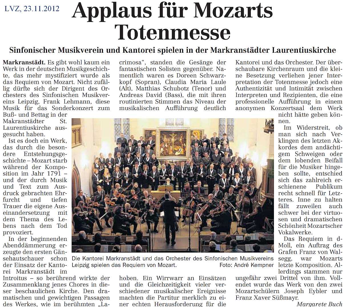Konzert zum Buß- und Bettag 2012 in der Sankt-Laurentius-Kirche