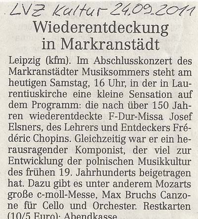 Abschlusskonzert zum 11. Markranstädter Musiksommer 2011 in der Sankt-Laurentius-Kirche