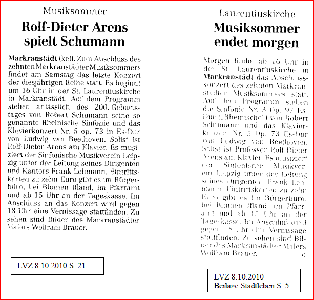Abschlusskonzert zum 10. Markranstädter Musiksommer 2010 in der Sankt-Laurentius-Kirche