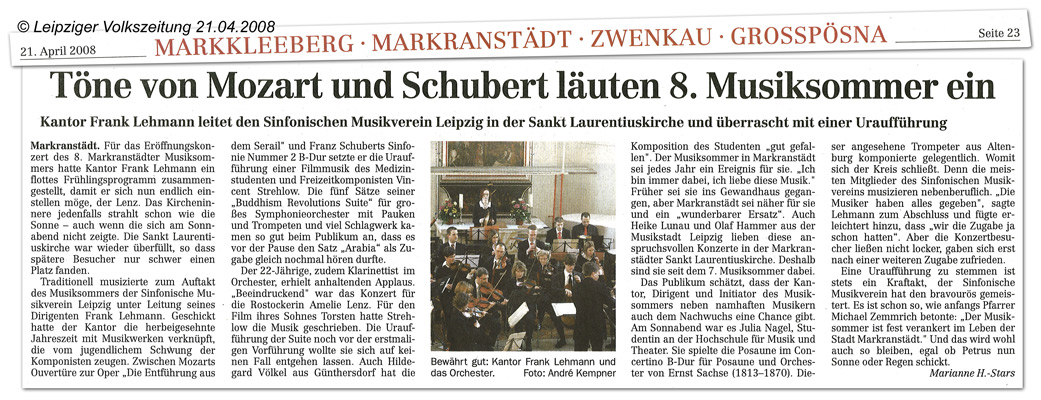 Eröffnungskonzert zum Markranstädter Musiksommer 2008 in der Sankt-Laurentius-Kirche